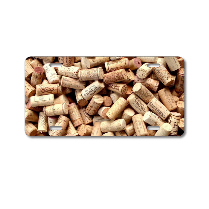 DistinctInk Custom Aluminum Decorative Vanity Front License Plate - Wine Corks