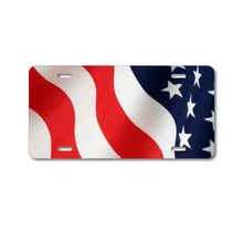 DistinctInk Custom Aluminum Decorative Vanity Front License Plate - Red White Blue United States Flag USA