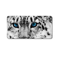Custom Aluminum Decorative Vanity Front License Plate - Snow Leopard Blue Eyes
