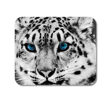DistinctInk Custom Foam Rubber Mouse Pad - 1/4" Thick - Snow Leopard Blue Eyes