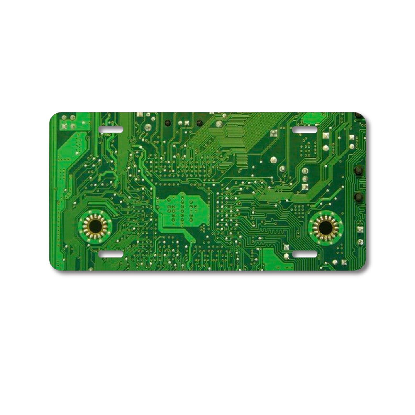 DistinctInk Custom Aluminum Decorative Vanity Front License Plate - Green Circuit Board
