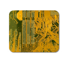 DistinctInk Custom Foam Rubber Mouse Pad - 1/4" Thick - Yellow Circuit Board
