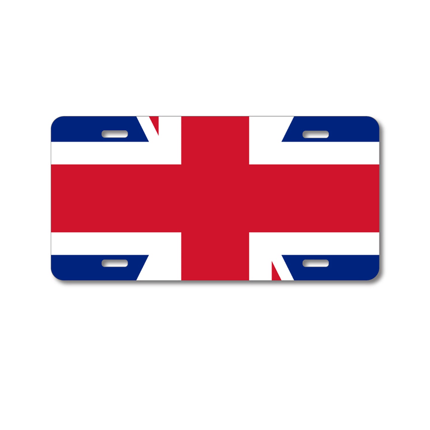 DistinctInk Custom Aluminum Decorative Vanity Front License Plate - Red White Blue British Flag UK