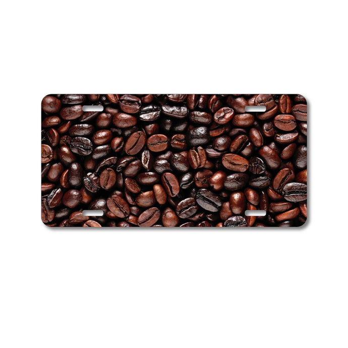 DistinctInk Custom Aluminum Decorative Vanity Front License Plate - Dark Brown Coffee Beans