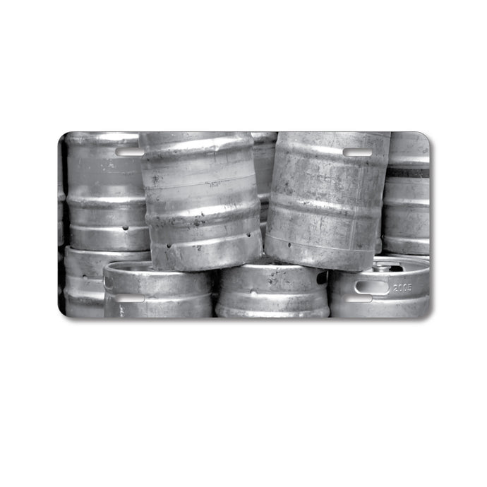 DistinctInk Custom Aluminum Decorative Vanity Front License Plate - Beer Kegs