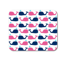 DistinctInk Custom Foam Rubber Mouse Pad - 1/4" Thick - Pink Navy Cartoon Whales