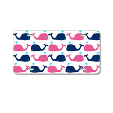 DistinctInk Custom Aluminum Decorative Vanity Front License Plate - Pink Navy Cartoon Whales
