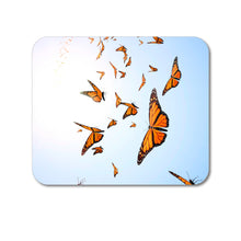 DistinctInk Custom Foam Rubber Mouse Pad - 1/4" Thick - Flying Monarch Butterflies