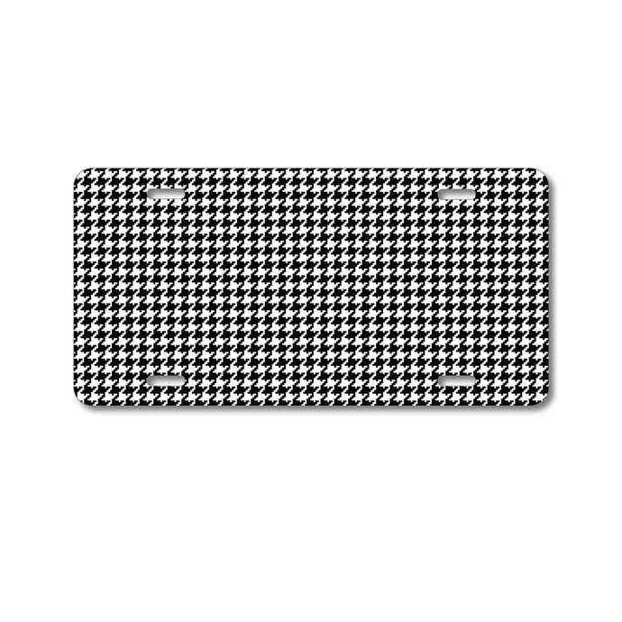 DistinctInk Custom Aluminum Decorative Vanity Front License Plate - Black White Houndstooth Pattern
