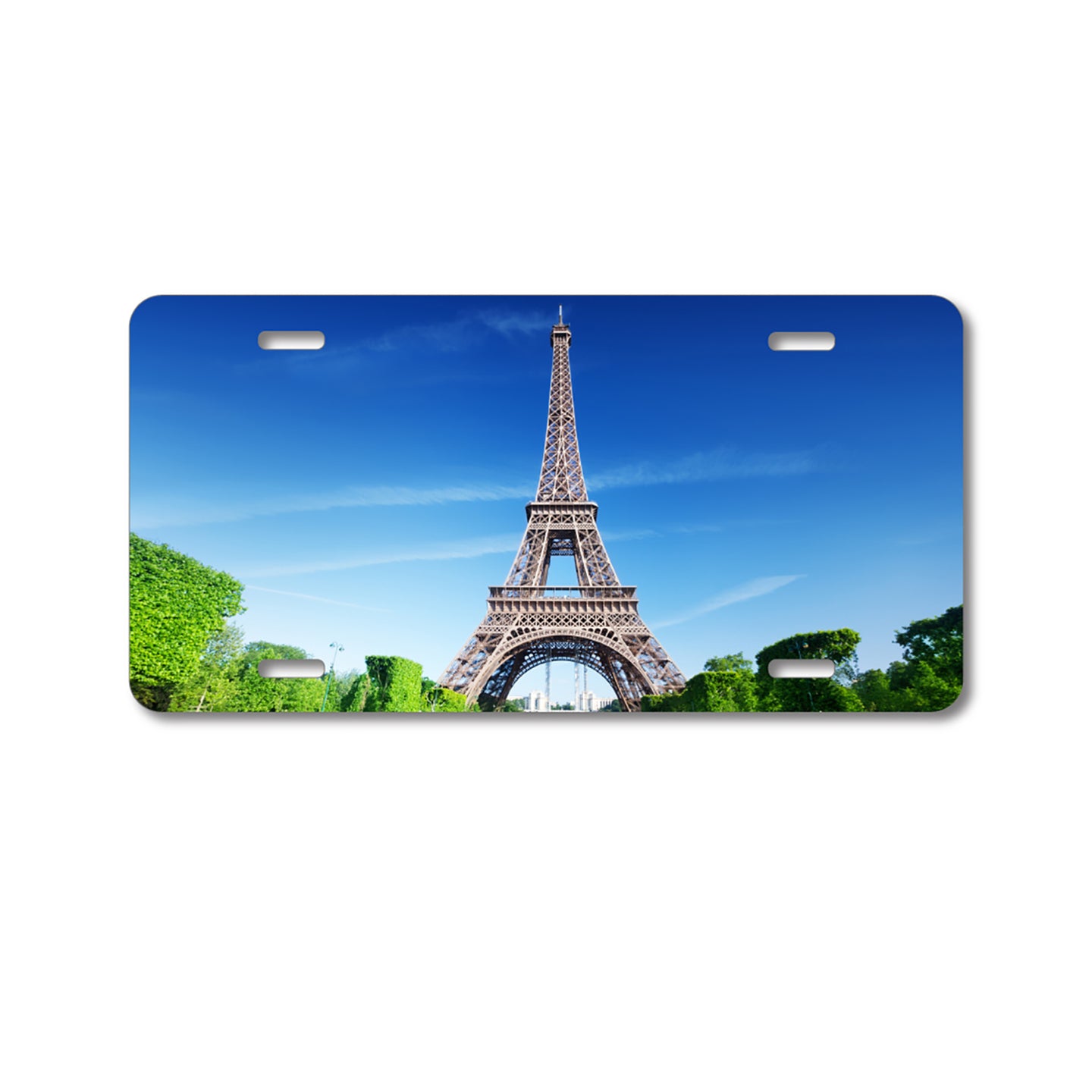 DistinctInk Custom Aluminum Decorative Vanity Front License Plate - Eiffel Tower Paris
