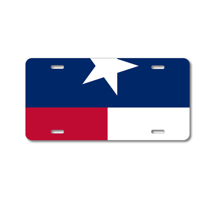 DistinctInk Custom Aluminum Decorative Vanity Front License Plate - Texas State Flag