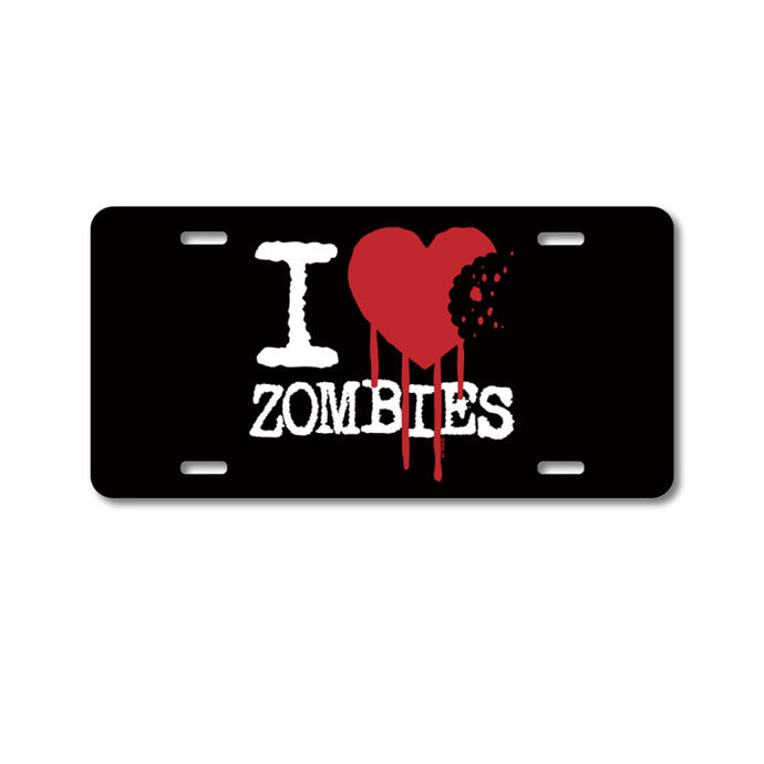 DistinctInk Custom Aluminum Decorative Vanity Front License Plate - I Heart Zombies
