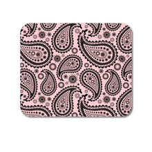 DistinctInk Custom Foam Rubber Mouse Pad - 1/4" Thick - Black & Pink Paisley