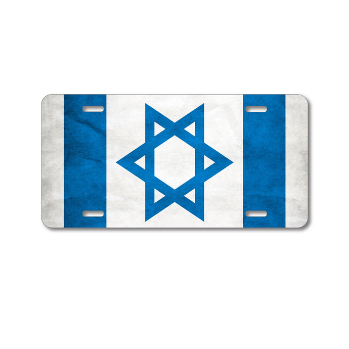 DistinctInk Custom Aluminum Decorative Vanity Front License Plate - Israel Israeli Old Flag