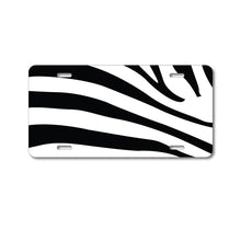 DistinctInk Custom Aluminum Decorative Vanity Front License Plate - Black White Zebra Skin Stripes