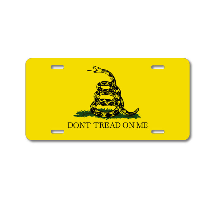 DistinctInk Custom Aluminum Decorative Vanity Front License Plate - Don't Tread On Me - Gadsden Flag