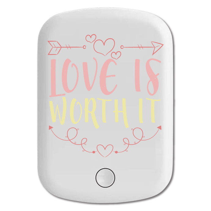 DistinctInk Magnetic Battery Pack, Wireless Portable Charger with USB-C Cable, Compatible with MagSafe iPhone 14 / 13 / 12 Series - Love Is Worth It