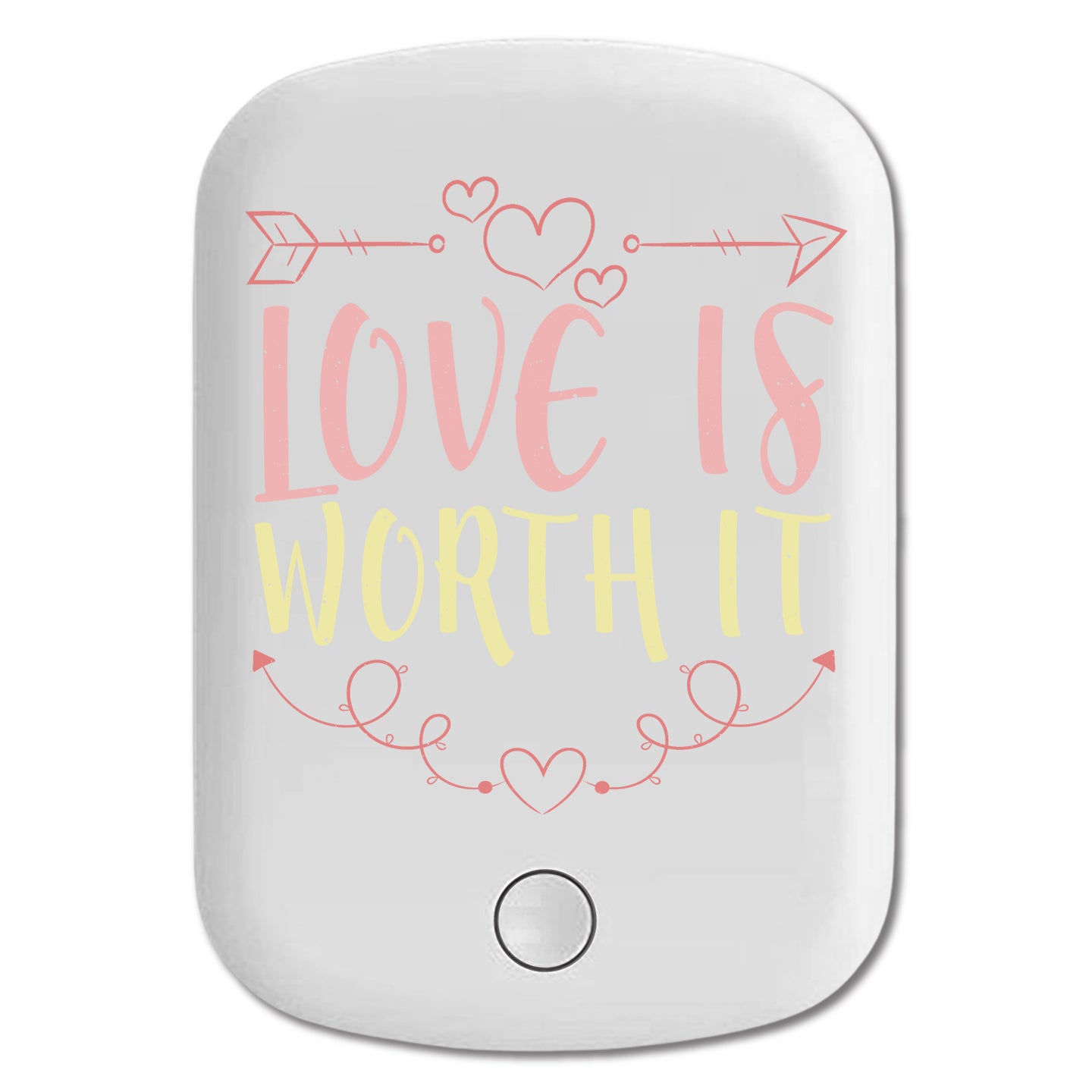 DistinctInk Magnetic Battery Pack, Wireless Portable Charger with USB-C Cable, Compatible with MagSafe iPhone 14 / 13 / 12 Series - Love Is Worth It