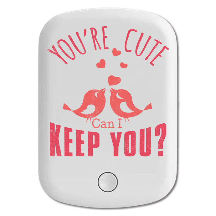 DistinctInk Magnetic Battery Pack, Wireless Portable Charger with USB-C Cable, Compatible with MagSafe iPhone 14 / 13 / 12 Series - You're Cute Can I Keep You?