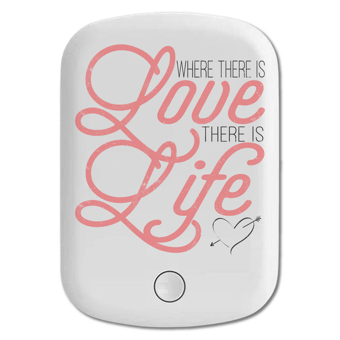 DistinctInk Magnetic Battery Pack, Wireless Portable Charger with USB-C Cable, Compatible with MagSafe iPhone 14 / 13 / 12 Series - Where There Is Love There Is Life