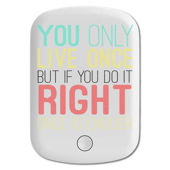 DistinctInk Magnetic Battery Pack, Wireless Portable Charger with USB-C Cable, Compatible with MagSafe iPhone 14 / 13 / 12 Series - YOLO - Live Right Once Is Enough