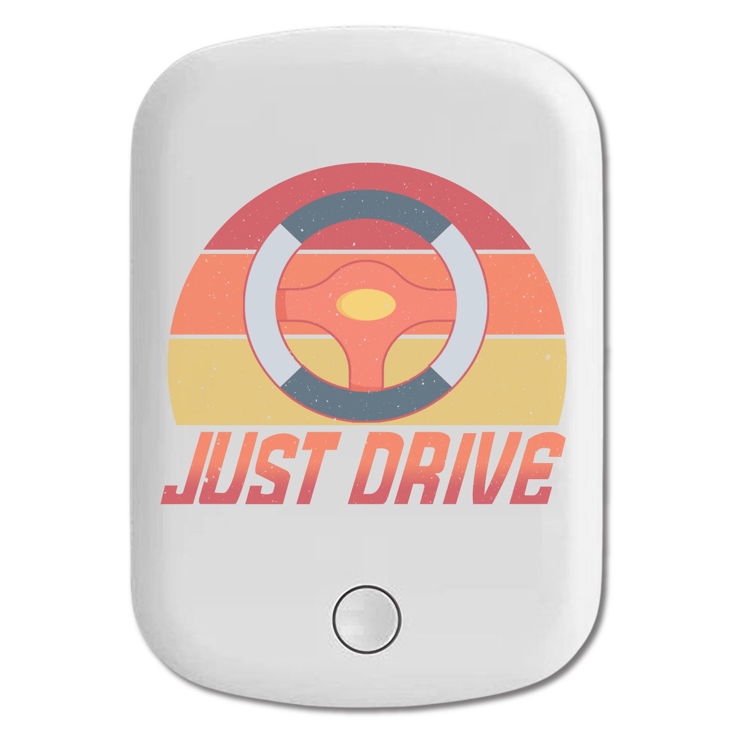 DistinctInk Magnetic Battery Pack, Wireless Portable Charger with USB-C Cable, Compatible with MagSafe iPhone 14 / 13 / 12 Series - Just Drive - Steering Wheel