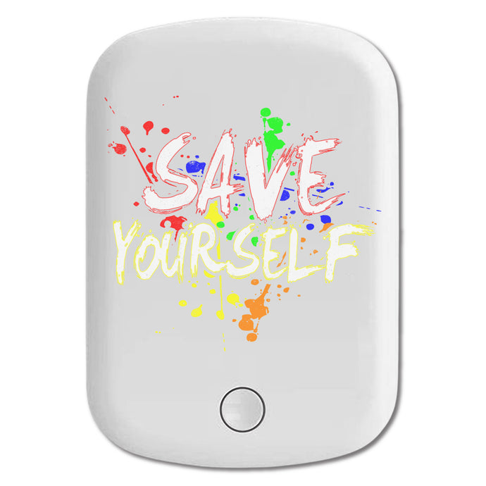 DistinctInk Magnetic Battery Pack, Wireless Portable Charger with USB-C Cable, Compatible with MagSafe iPhone 14 / 13 / 12 Series - Save Yourself - Paint Splatters