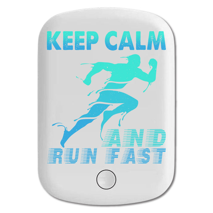 DistinctInk Magnetic Battery Pack, Wireless Portable Charger with USB-C Cable, Compatible with MagSafe iPhone 14 / 13 / 12 Series - Keep Calm Run Fast