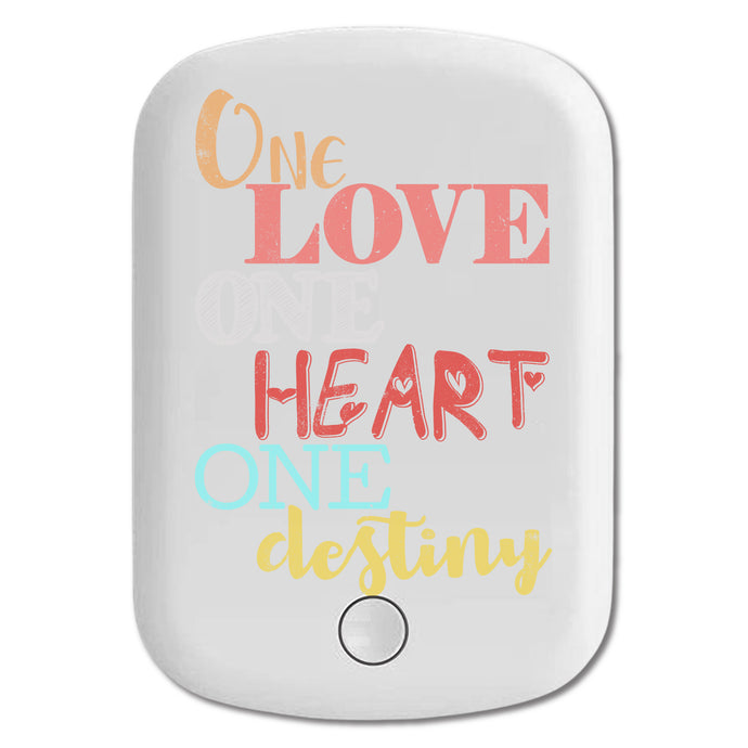 DistinctInk Magnetic Battery Pack, Wireless Portable Charger with USB-C Cable, Compatible with MagSafe iPhone 14 / 13 / 12 Series - One Love One Heart One Destiny