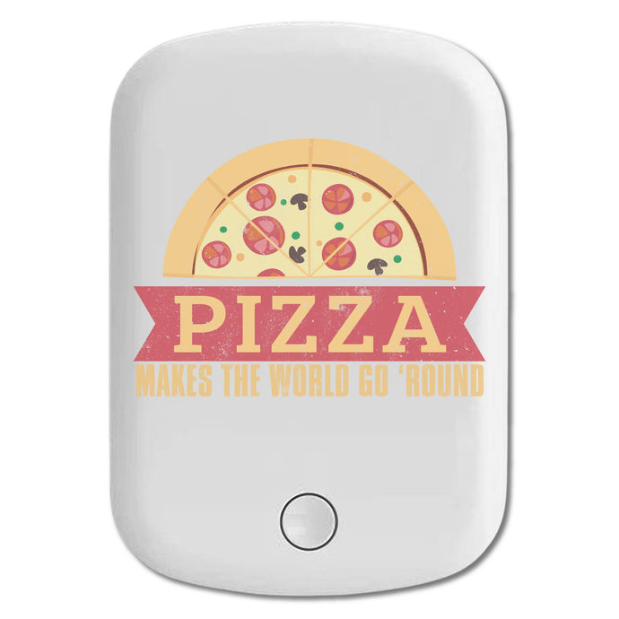 DistinctInk Magnetic Battery Pack, Wireless Portable Charger with USB-C Cable, Compatible with MagSafe iPhone 14 / 13 / 12 Series - Pizza Makes World Go Round