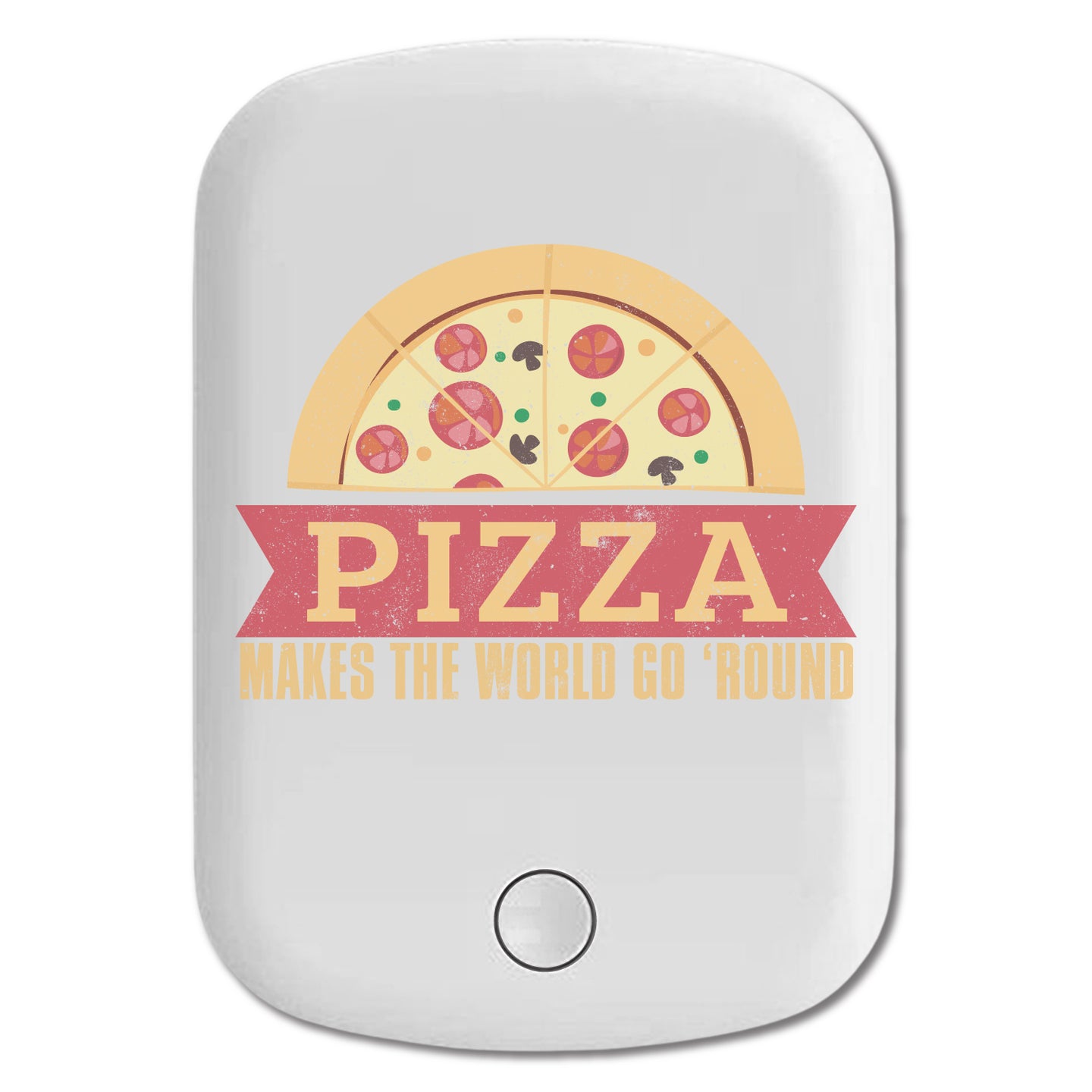 DistinctInk Magnetic Battery Pack, Wireless Portable Charger with USB-C Cable, Compatible with MagSafe iPhone 14 / 13 / 12 Series - Pizza Makes World Go Round