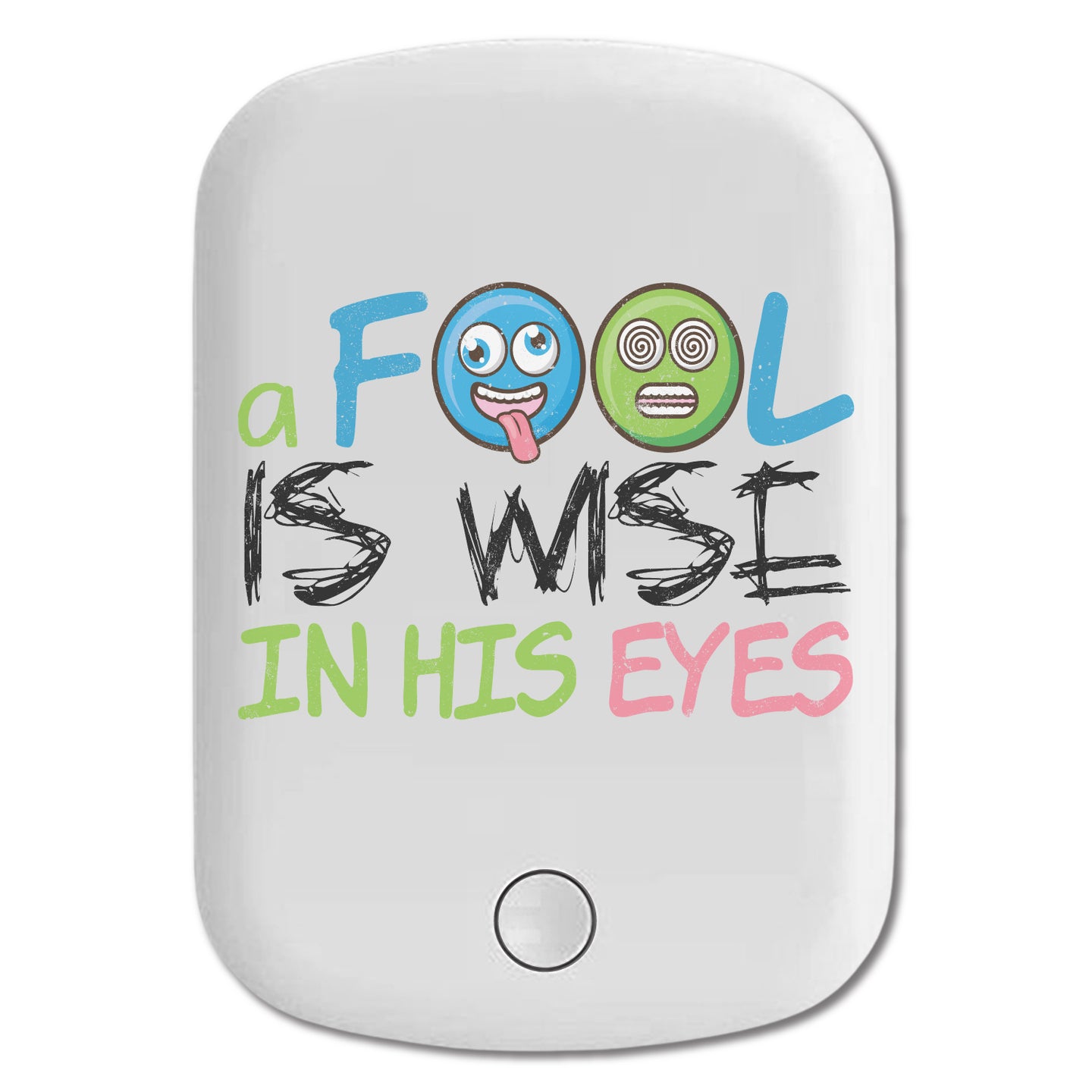 DistinctInk Magnetic Battery Pack, Wireless Portable Charger with USB-C Cable, Compatible with MagSafe iPhone 14 / 13 / 12 Series - Fool Is Wise In His Eyes