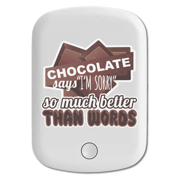 DistinctInk Magnetic Battery Pack, Wireless Portable Charger with USB-C Cable, Compatible with MagSafe iPhone 14 / 13 / 12 Series - Chocolate Says Sorry Better Than Words