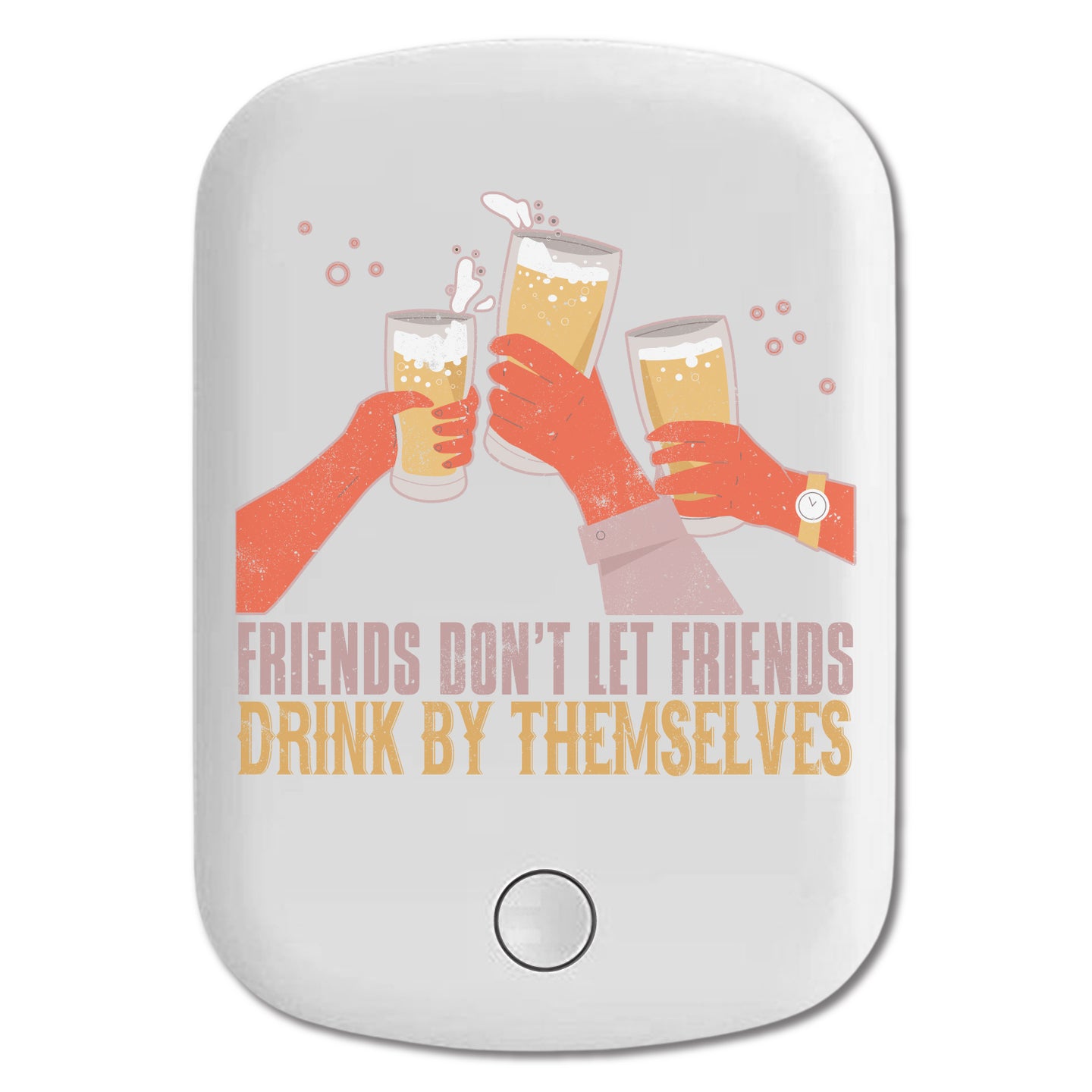 DistinctInk Magnetic Battery Pack, Wireless Portable Charger with USB-C Cable, Compatible with MagSafe iPhone 14 / 13 / 12 Series - Friends Don't Let Friends Drink By Themselves
