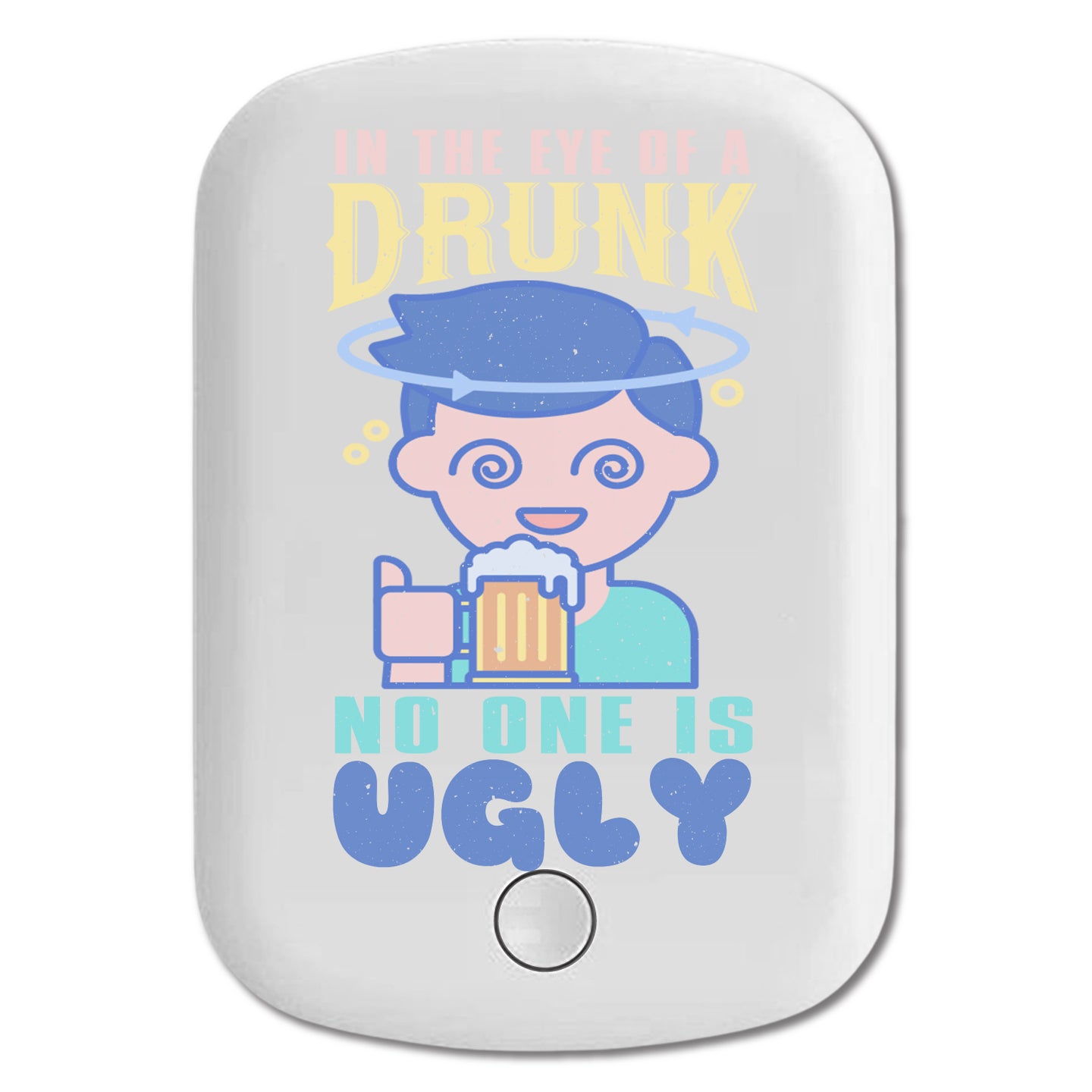 DistinctInk Magnetic Battery Pack, Wireless Portable Charger with USB-C Cable, Compatible with MagSafe iPhone 14 / 13 / 12 Series - Eye Of Drunk No One Is Ugly