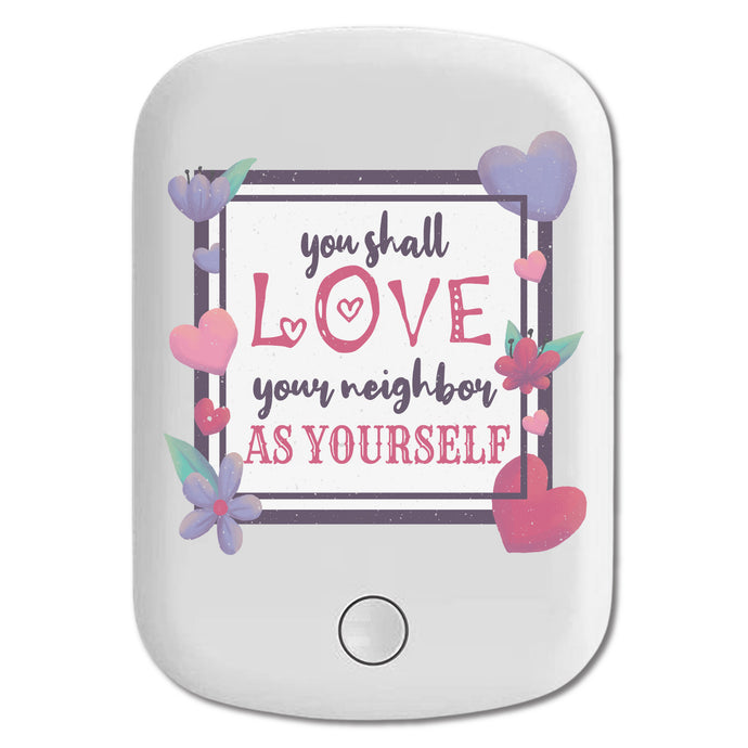 DistinctInk Magnetic Battery Pack, Wireless Portable Charger with USB-C Cable, Compatible with MagSafe iPhone 14 / 13 / 12 Series - Love Neighbor As Yourself