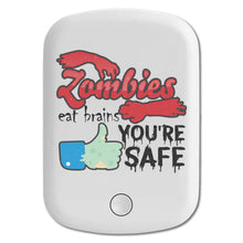 DistinctInk Magnetic Battery Pack, Wireless Portable Charger with USB-C Cable, Compatible with MagSafe iPhone 14 / 13 / 12 Series - Zombies Eat Brains You're Safe