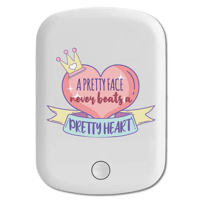 DistinctInk Magnetic Battery Pack, Wireless Portable Charger with USB-C Cable, Compatible with MagSafe iPhone 14 / 13 / 12 Series - Pretty Face Never Beats Pretty Heart