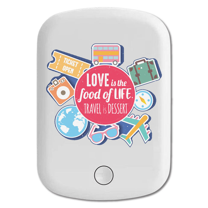 DistinctInk Magnetic Battery Pack, Wireless Portable Charger with USB-C Cable, Compatible with MagSafe iPhone 14 / 13 / 12 Series - Love Food Of Life Travel Dessert
