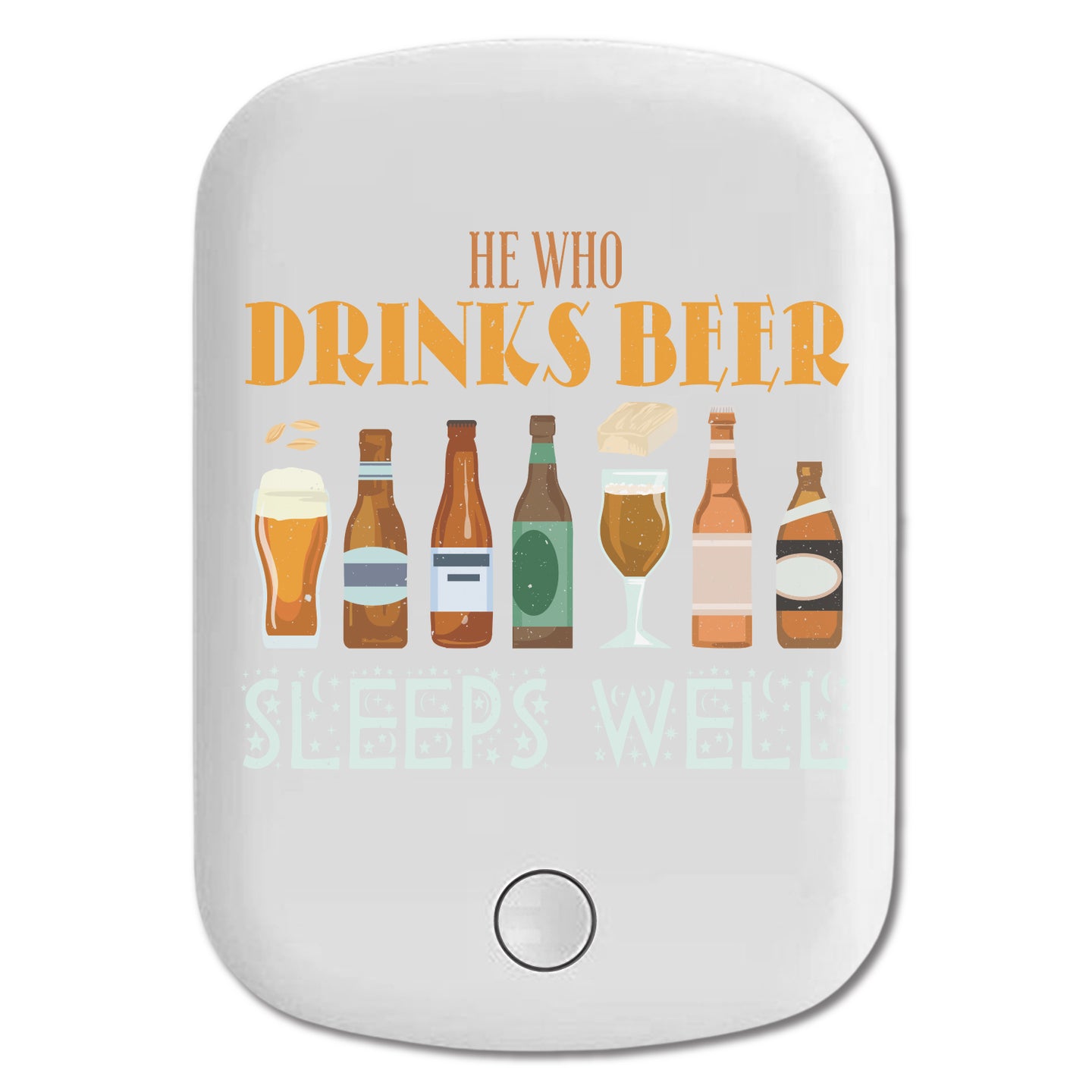 DistinctInk Magnetic Battery Pack, Wireless Portable Charger with USB-C Cable, Compatible with MagSafe iPhone 14 / 13 / 12 Series - Drinks Beer Sleeps Well