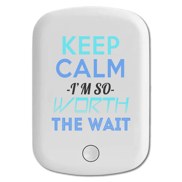 DistinctInk Magnetic Battery Pack, Wireless Portable Charger with USB-C Cable, Compatible with MagSafe iPhone 14 / 13 / 12 Series - Keep Calm Worth Wait