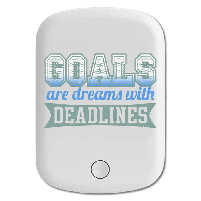 DistinctInk Magnetic Battery Pack, Wireless Portable Charger with USB-C Cable, Compatible with MagSafe iPhone 14 / 13 / 12 Series - Goals Are Dreams With Deadlines