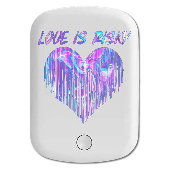 DistinctInk Magnetic Battery Pack, Wireless Portable Charger with USB-C Cable, Compatible with MagSafe iPhone 14 / 13 / 12 Series - Love Is Risky