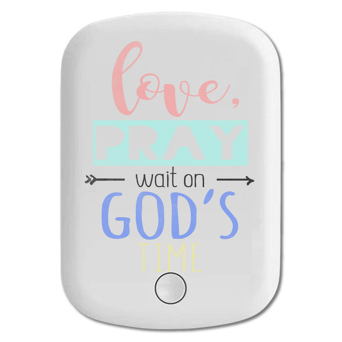 DistinctInk Magnetic Battery Pack, Wireless Portable Charger with USB-C Cable, Compatible with MagSafe iPhone 14 / 13 / 12 Series - Love, Pray, Wait On God's Time