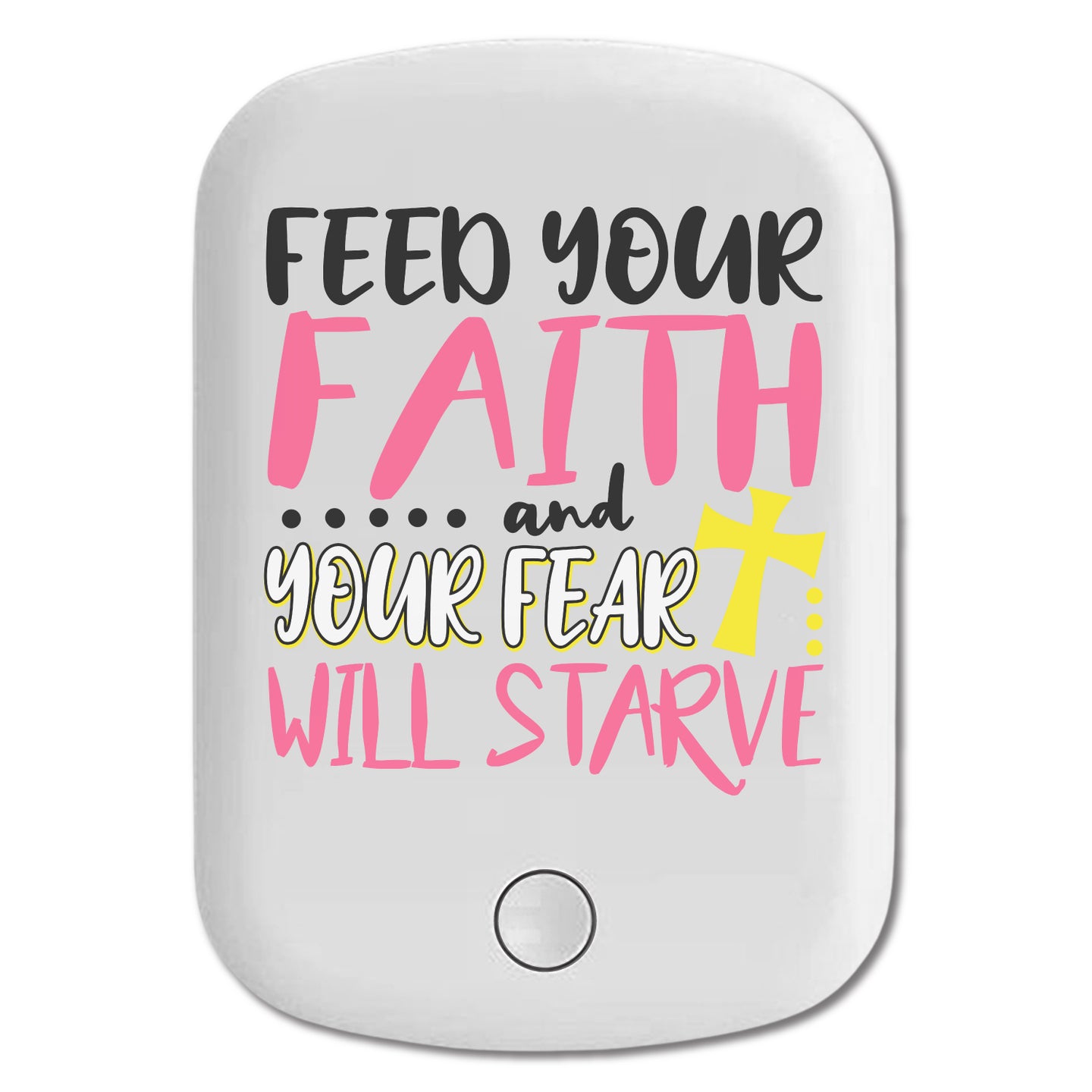 DistinctInk Magnetic Battery Pack, Wireless Portable Charger with USB-C Cable, Compatible with MagSafe iPhone 14 / 13 / 12 Series - Feed Faith Fear Starve