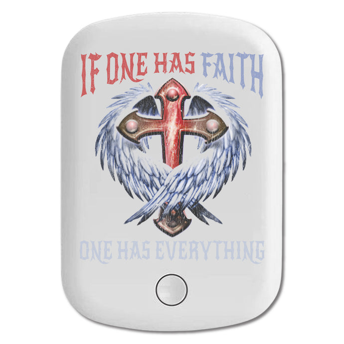 DistinctInk Magnetic Battery Pack, Wireless Portable Charger with USB-C Cable, Compatible with MagSafe iPhone 14 / 13 / 12 Series - One Has Faith Has Everything