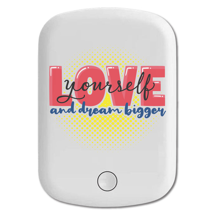 DistinctInk Magnetic Battery Pack, Wireless Portable Charger with USB-C Cable, Compatible with MagSafe iPhone 14 / 13 / 12 Series - Love Yourself Dream Bigger