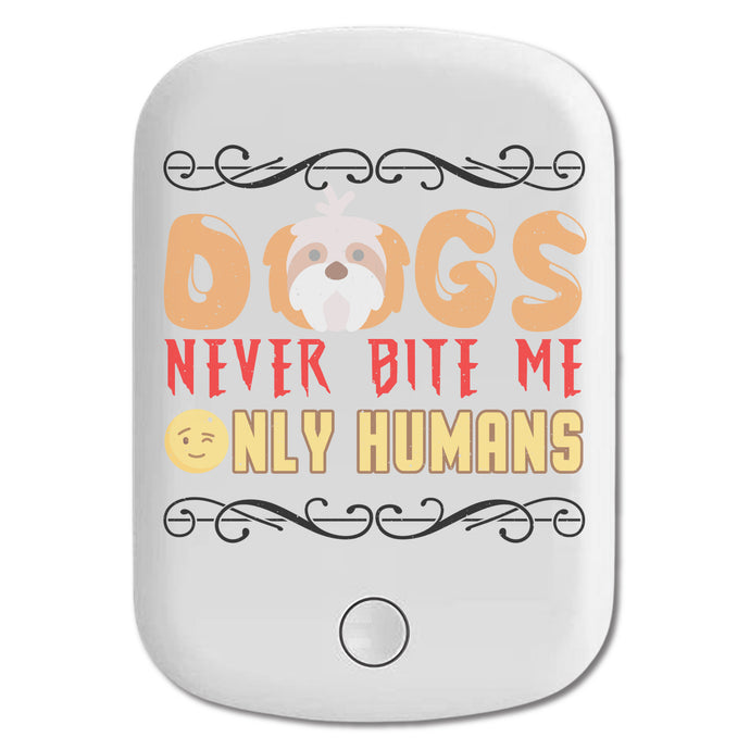 DistinctInk Magnetic Battery Pack, Wireless Portable Charger with USB-C Cable, Compatible with MagSafe iPhone 14 / 13 / 12 Series - Dogs Never Bite Me