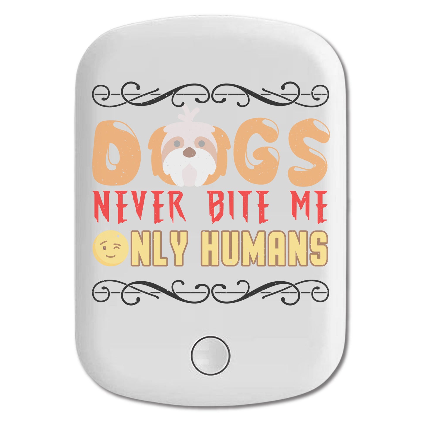DistinctInk Magnetic Battery Pack, Wireless Portable Charger with USB-C Cable, Compatible with MagSafe iPhone 14 / 13 / 12 Series - Dogs Never Bite Me