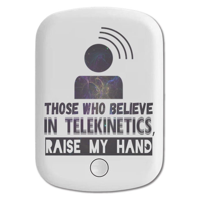 DistinctInk Magnetic Battery Pack, Wireless Portable Charger with USB-C Cable, Compatible with MagSafe iPhone 14 / 13 / 12 Series - Believe Telekinetics Raise Hand